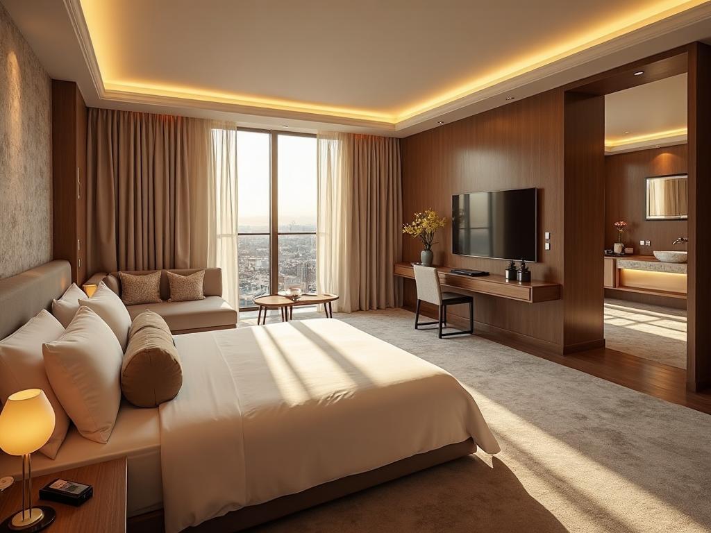 Super Deluxe Room — premium linen and mini-fridge